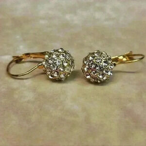 Vintage sliver tone rhinestones crystal half ball earrings